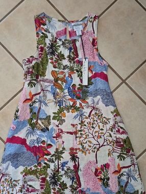 nicole Miller Sleeveless Tropical Linen Dress Nwt